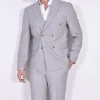 Marcel Morel Abiti<Abito doppiopetto fiammato grigio perla