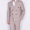Marcel Morel Abiti<Abito doppiopetto fiammato beige quadri