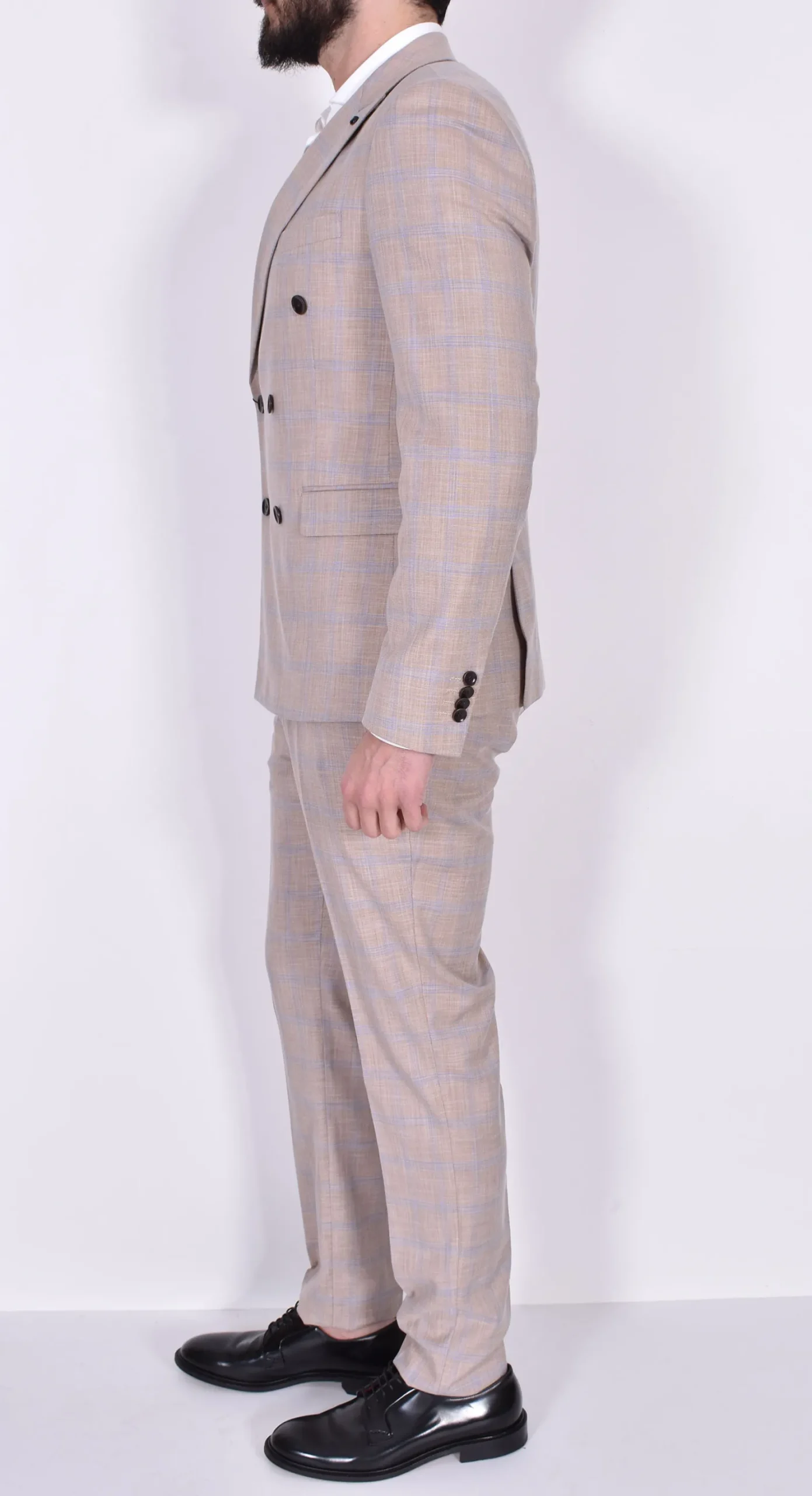 Marcel Morel Abiti<Abito doppiopetto fiammato beige quadri
