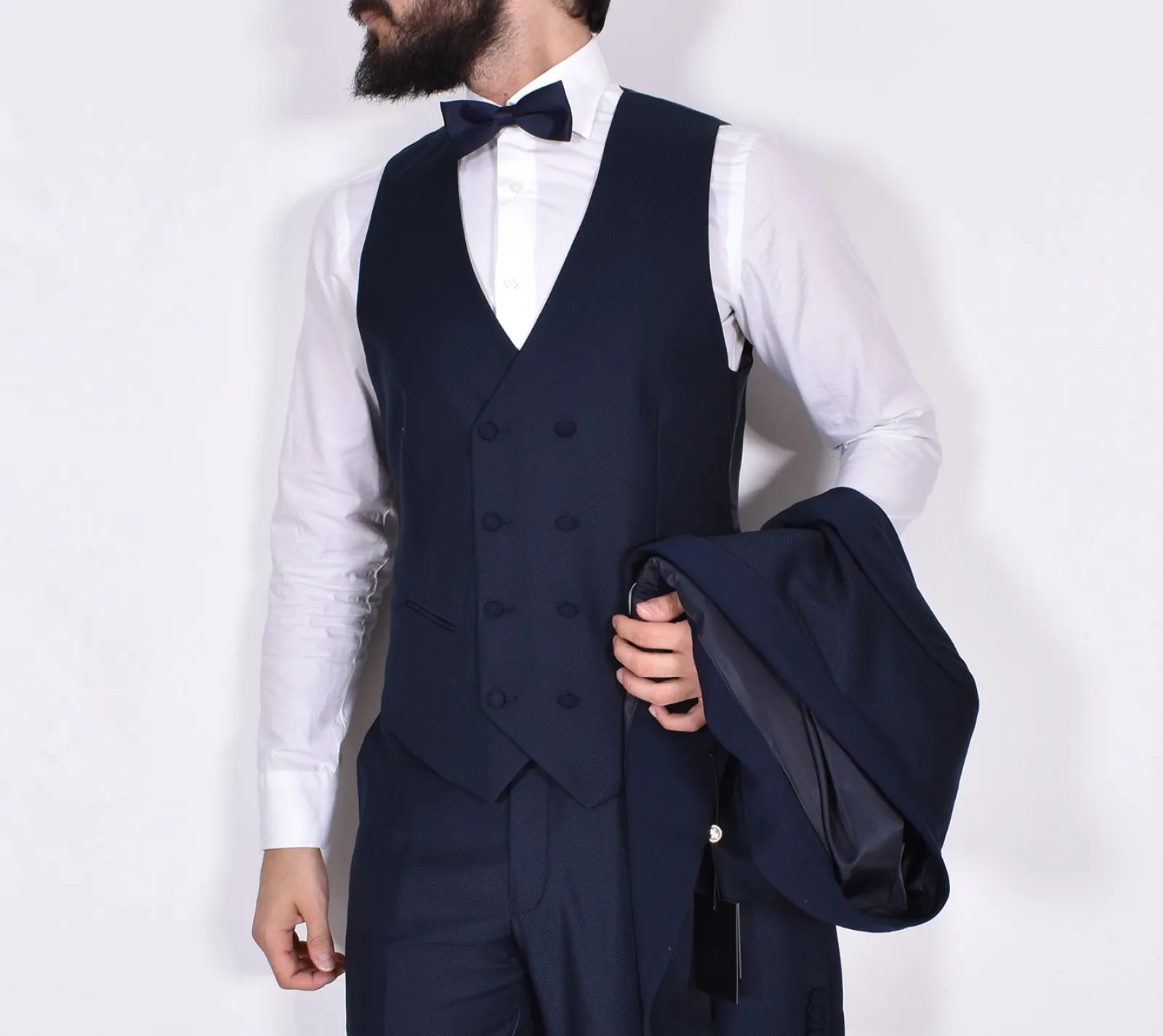 Marcel Morel Abiti<Abito smoking gilet doppiopetto blu