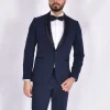 SIMBOLS Abiti<Abito smoking blu collo scialle