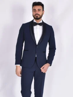 SIMBOLS Abiti<Abito smoking blu collo scialle