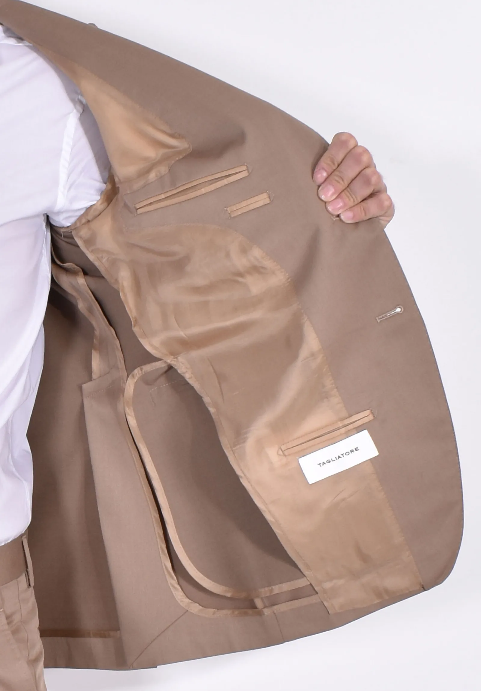 TAGLIATORE Abiti<Abito beige fango fresco lana cotone 2SVS26B11