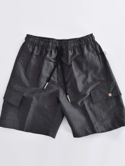YES LONDON Bermuda<Bermuda lino cotone elastico tasconi grigio antracite