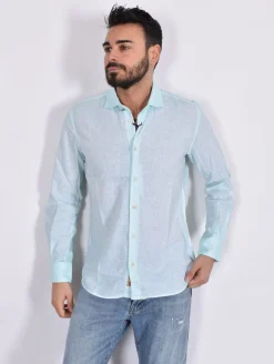BOB Camicie<Camicia lino verde acqua Lop lino cotone