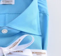 BORRIELLO Camicie<Camicia azzurra cucita a mano Marechiaro cotone