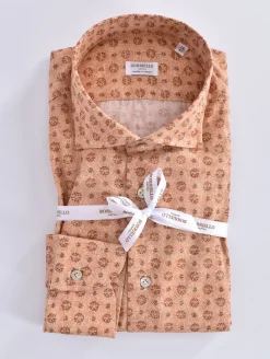 BORRIELLO Camicie<Camicia beige fantasia cucita a mano