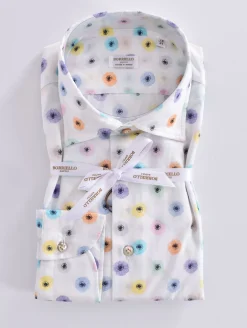 BORRIELLO Camicie<Camicia bianca fiori cucita a mano