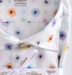 BORRIELLO Camicie<Camicia bianca fiori cucita a mano