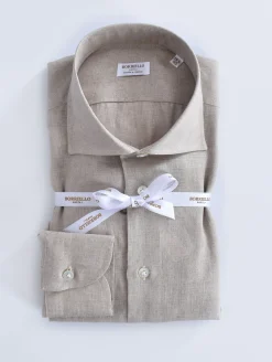 BORRIELLO Camicie<Camicia cucita a mano lino beige marechiaro