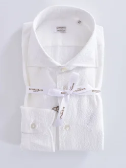 BORRIELLO Camicie<Camicia cucita a mano seersucker bianca