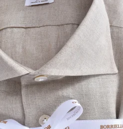 BORRIELLO Camicie<Camicia cucita a mano lino beige marechiaro