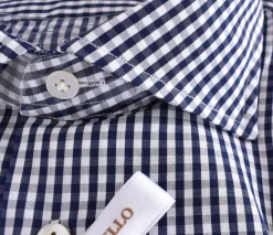 BORRIELLO Camicie<Camicia cucita a mano quadretti bianco blu
