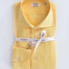 BORRIELLO Camicie<Camicia lino giallo marechiaro cucita a mano