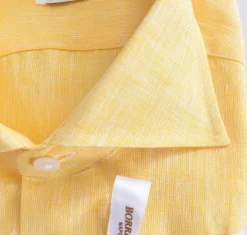BORRIELLO Camicie<Camicia lino giallo marechiaro cucita a mano