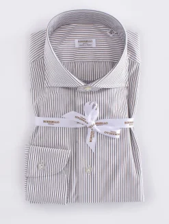 BORRIELLO Camicie<Camicia Marechiaro cucita a mano quadretti bianco marrone