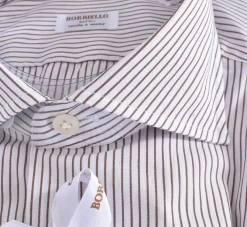 BORRIELLO Camicie<Camicia Marechiaro cucita a mano quadretti bianco marrone