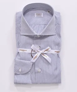 BORRIELLO Camicie<Camicia rigata cucita a mano blu