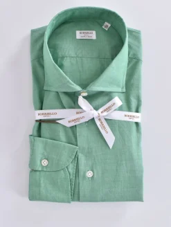 BORRIELLO Camicie<Camicia verde cucita a mano Marechiaro cotone