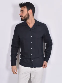 GRAN SASSO Camicie<Camicia lino blu notte