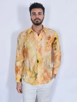 OFFICINA 36 Camicie<Camicia ocra fantasia ziva