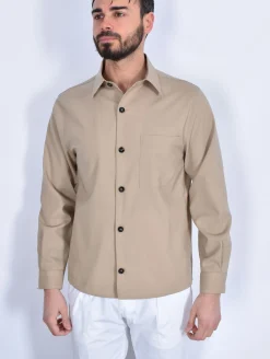 BE ABLE Camicie<Camicia oversize Leroy beige fresco lana