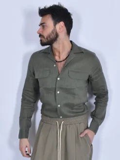 TAGLIATORE Camicie<Camicia lino verde Rowan