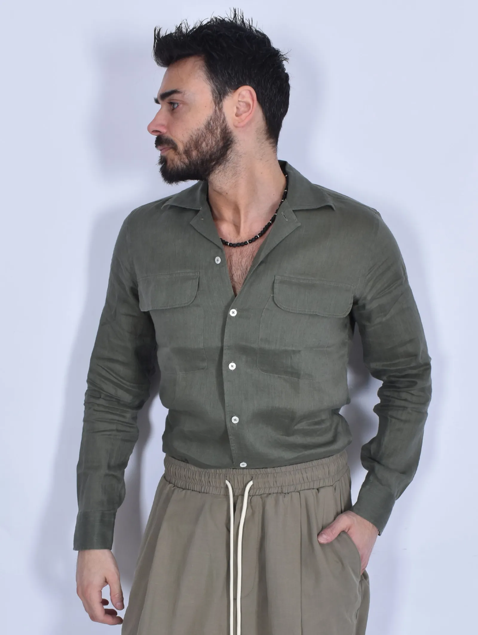 TAGLIATORE Camicie<Camicia lino verde Rowan