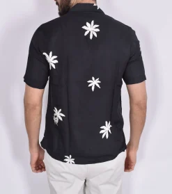 TAGLIATORE Camicie<Camicia mezza manica Hawaii floreale nera