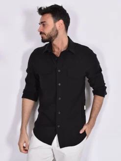 YES LONDON Camicie<Camicia over lino nera