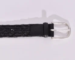 ORCIANI Cinture<Cintura intrecciata pelle tessuto grigio antracite
