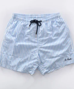 MC2 SAINT BARTH Costumi<Costume bagno righe bianco celeste