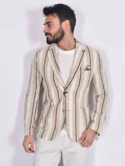 BOB Giacche<Giacca righe beige maglia Slight