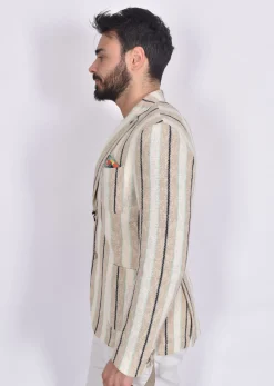 BOB Giacche<Giacca righe beige maglia Slight