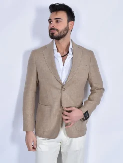 BRERAS Milano Giacche<Giacca Breras beige Venezia Drago lanificio lana lino