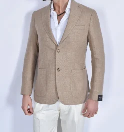 BRERAS Milano Giacche<Giacca Breras beige Venezia Drago lanificio lana lino