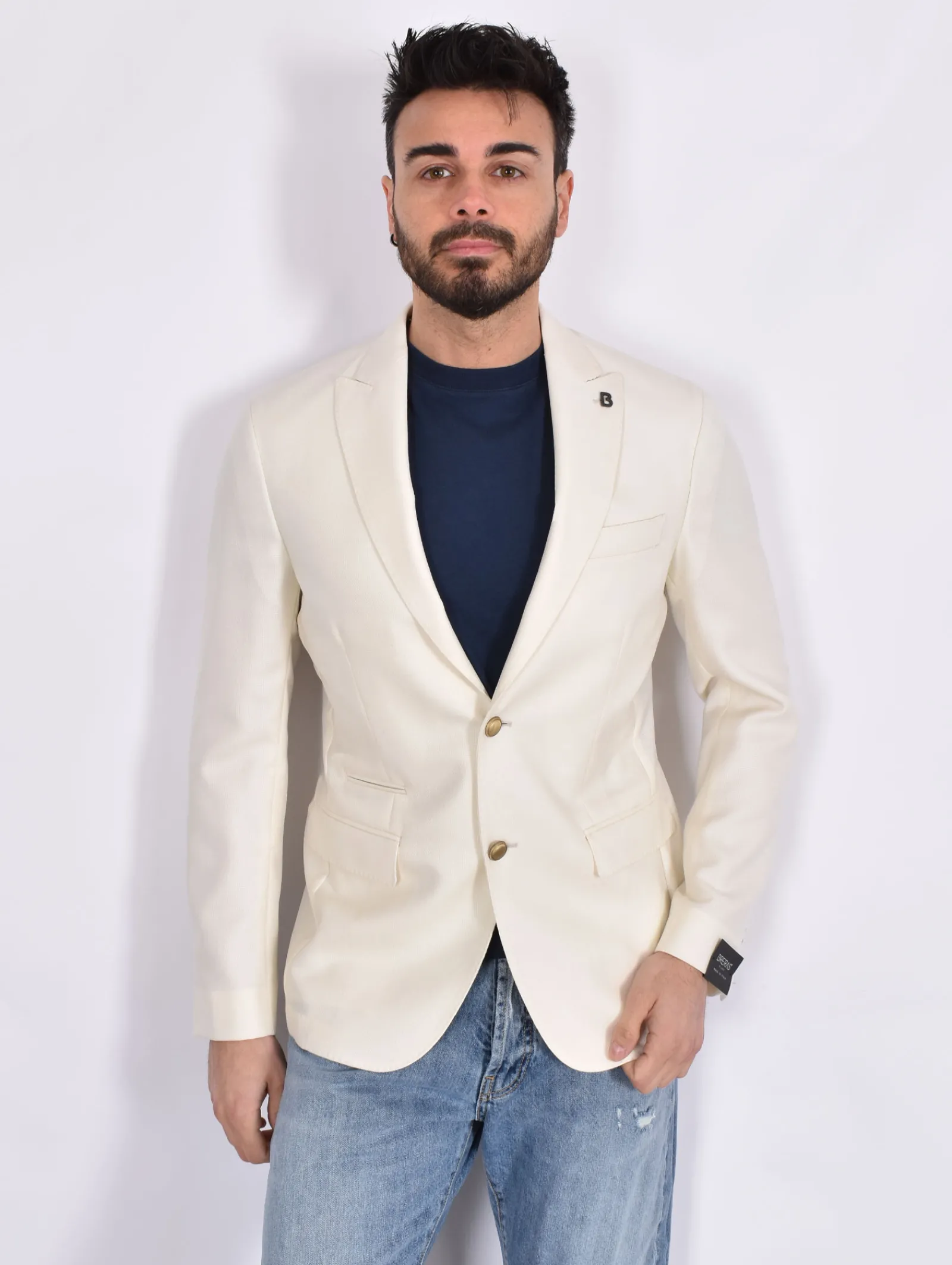 BRERAS Milano Giacche<Giacca Breras bianca Aquila Vitale Barberis Canonico fresco lana