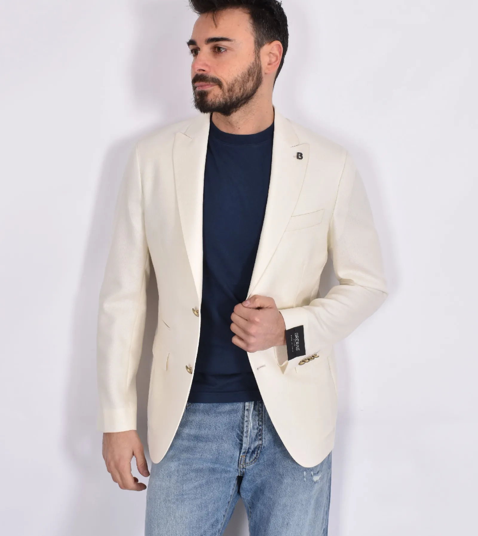 BRERAS Milano Giacche<Giacca Breras bianca Aquila Vitale Barberis Canonico fresco lana