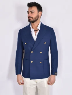 BRERAS Milano Giacche<Giacca Breras doppiopetto Firenze blu royal fresco lana