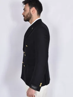 BRERAS Milano Giacche<Giacca Breras doppiopetto Firenze nera fresco lana