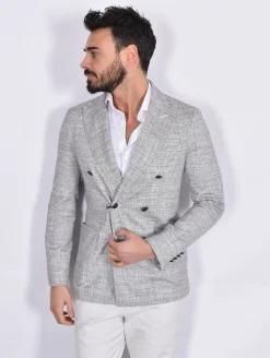 CIRCOLO 1901 Giacche<Giacca doppiopetto cotone travel grigio nero