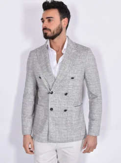 CIRCOLO 1901 Giacche<Giacca doppiopetto cotone travel grigio nero