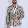 TAGLIATORE Giacche<Giacca doppiopetto maglia beige righe 1SMJ20K