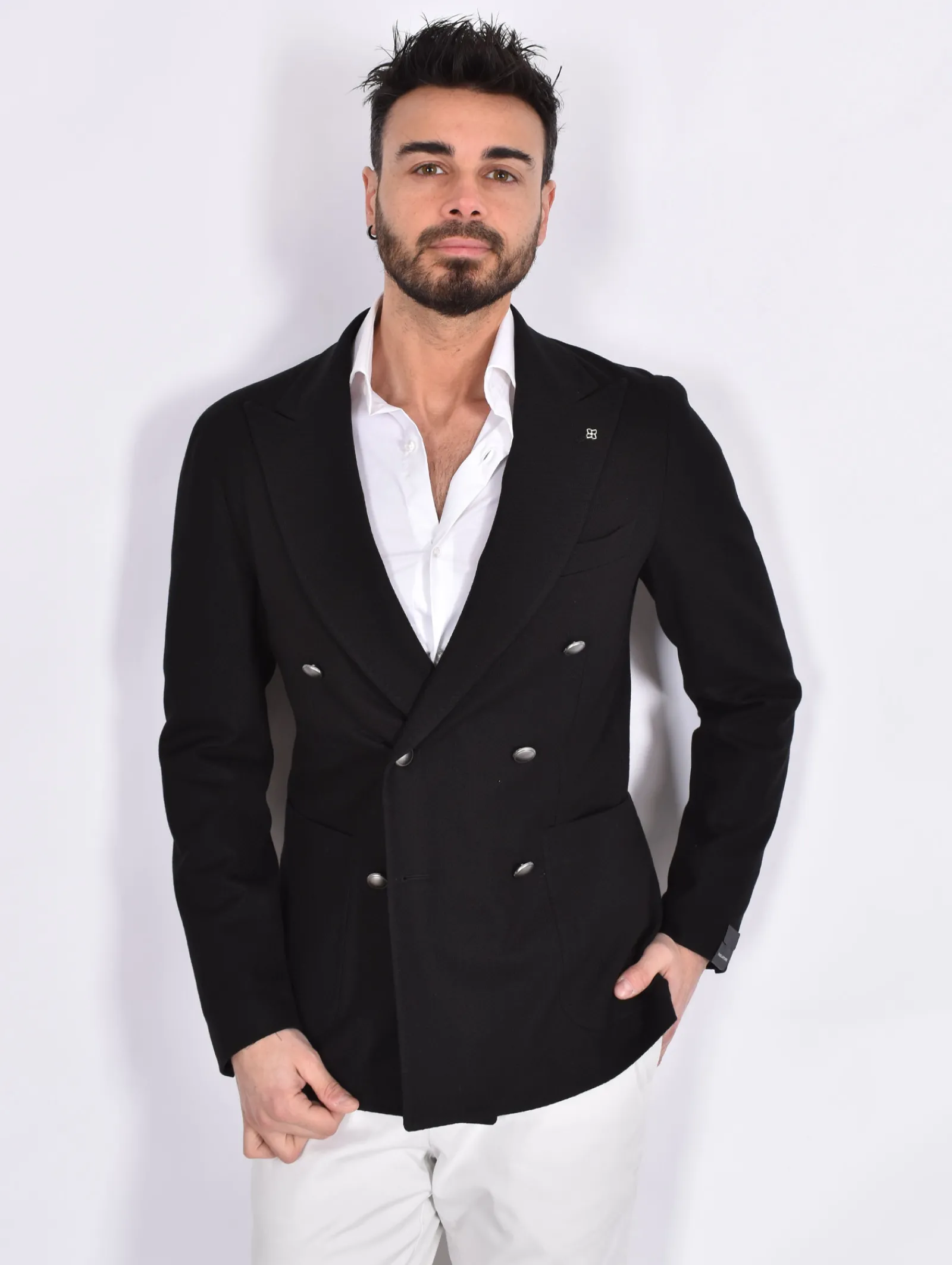 TAGLIATORE Giacche<Giacca doppiopetto maglia nero 1SMJ20K
