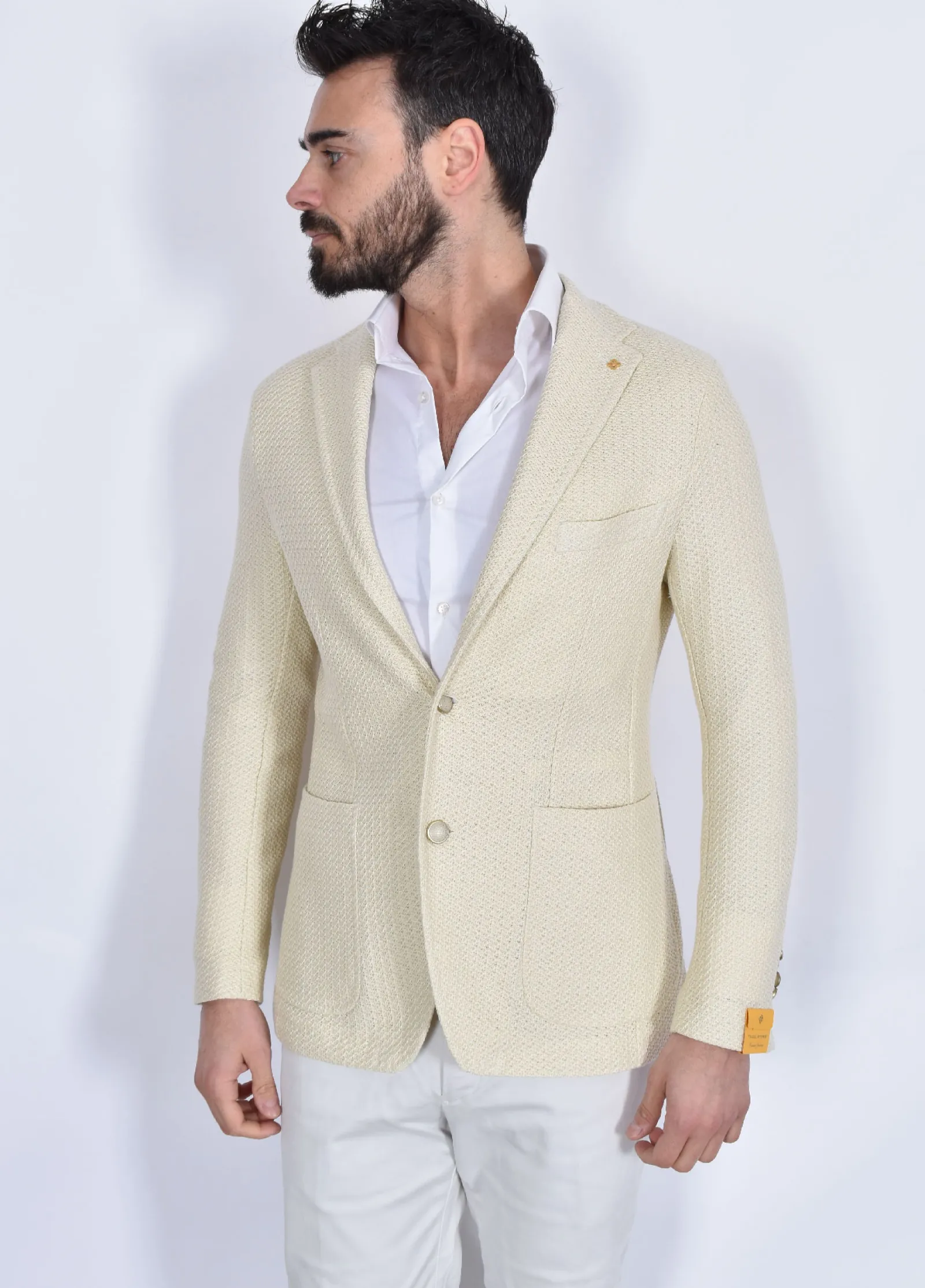TAGLIATORE Giacche<Giacca maglia beige panna G-Dakar