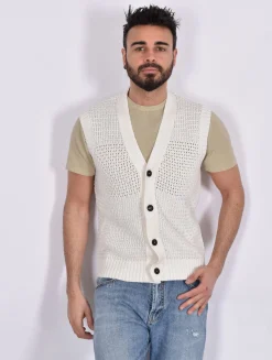 TAGLIATORE Cardigan<Gilet maglia Gerarld bianco uncinetto
