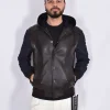THE JACK LEATHERS Giubbotti<Giubbino Jack Leathers Joele Mix cappuccio pelle moro blu