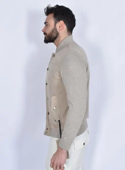 THE JACK LEATHERS Giubbotti<Giubbino primaverile Jack Leathers Columbia knit suede crema college