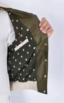 YES LONDON Giubbotti<Giubbotto primaverile bomber manica pelle panna verde