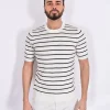 GRAN SASSO Maglie<Maglia bianca righe blu organic cotton